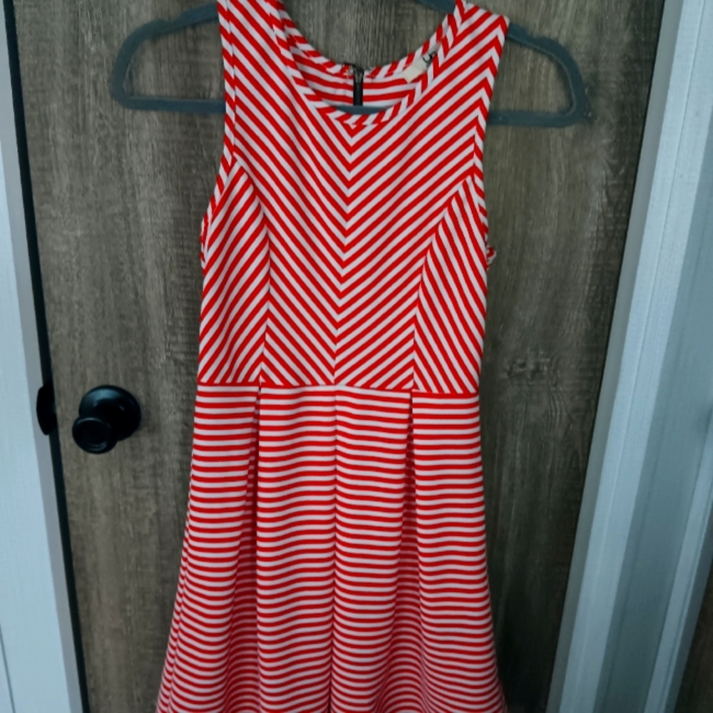 Fit and flare striped mini dress
